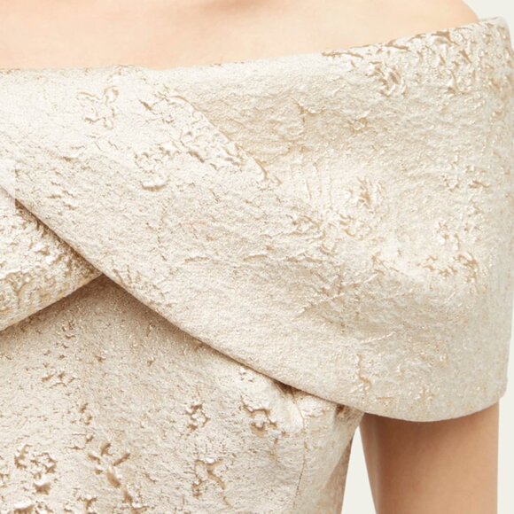 NWT Rickie Freeman for Teri Jon Off-Shoulder Jacquard Column Gown - Picture 5 of 5